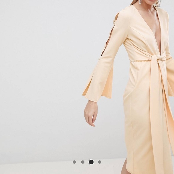 ASOS Design Kimono Button Plunge Midi Dress - Picture 6 of 14